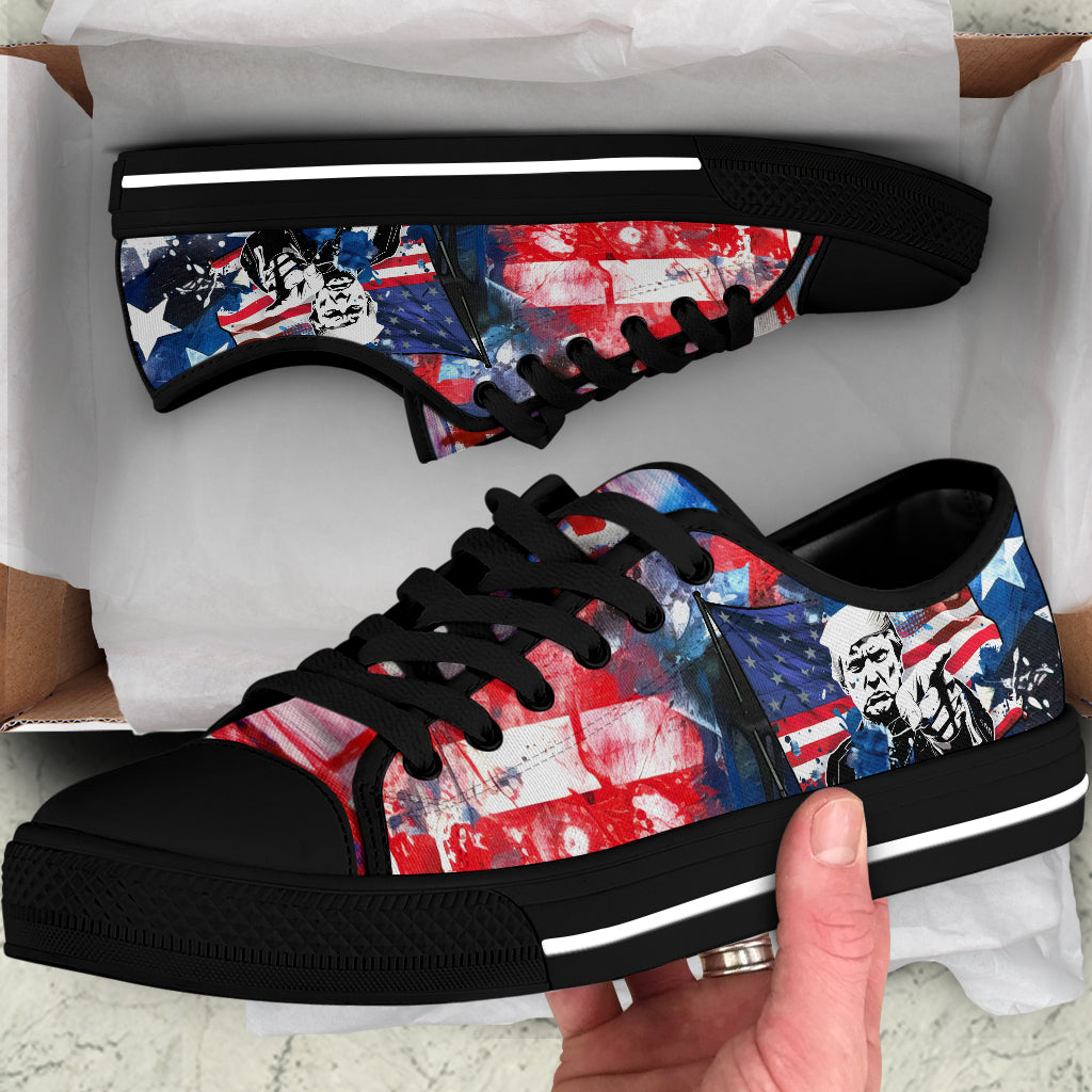 President Donald Trump With Flag US Canvas Shoes HA75 63276