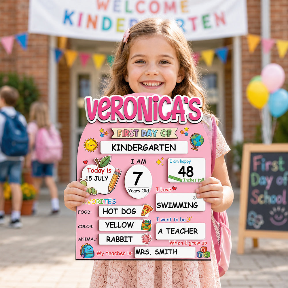 Personalized First Day of School Sign, Custom Back to School Wooden Board CH07 911868
