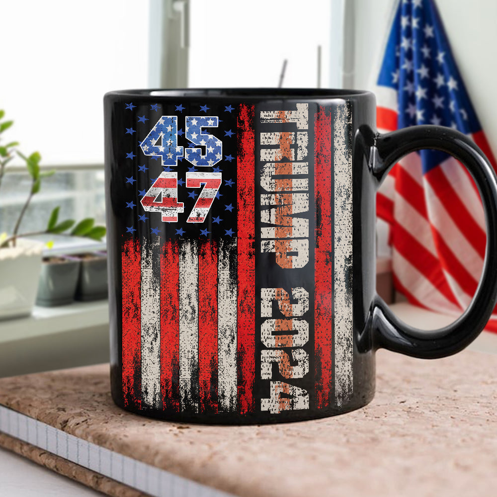 Personalized Gift Trump 45 47 - 2024 Black Mug HA75 63725