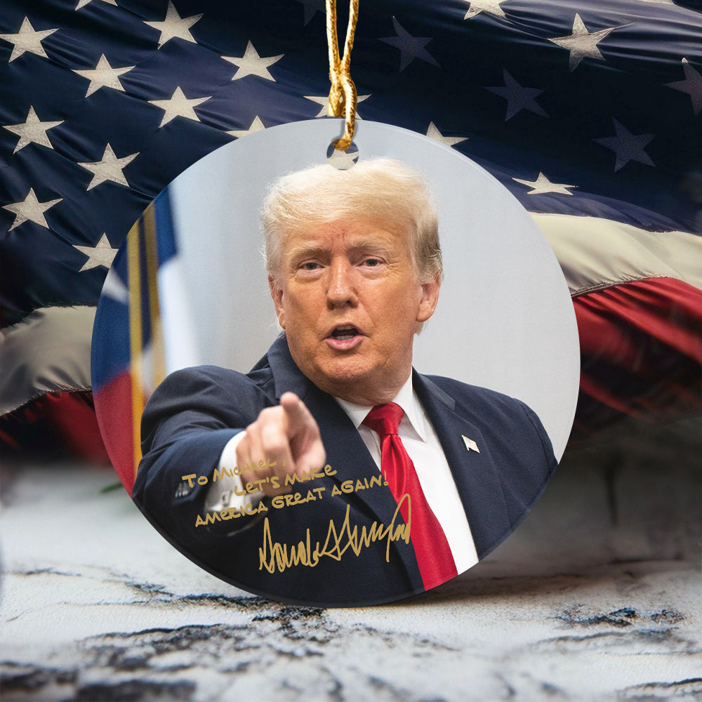 Personalized Gift President Donald Trump Autographed Donald Trump Homage Ceramic Ornament HA75 63719