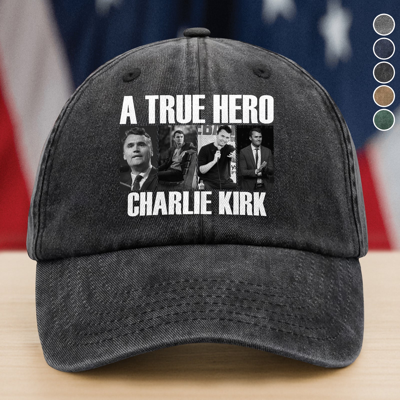 A True Hero Charlie Kirk Rest In Peace Washed Denim Baseball Cap HO82 65770