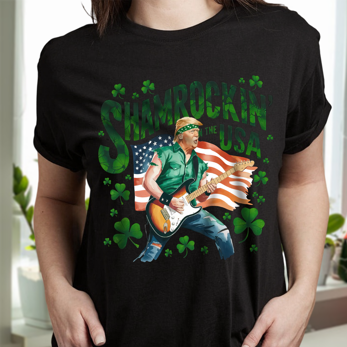 Shamrockin’ The Usa Trump ST. Patrick’s Day Dark Shirt CH07 67330