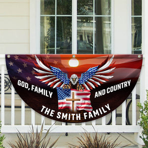 Custom Family Name God Family And Country America Non-Pleated Fan Flag TH10 896437