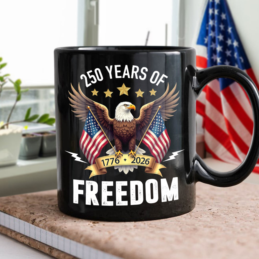 America Eagles 250 Years Of Freedom Black Mug LM32 895211