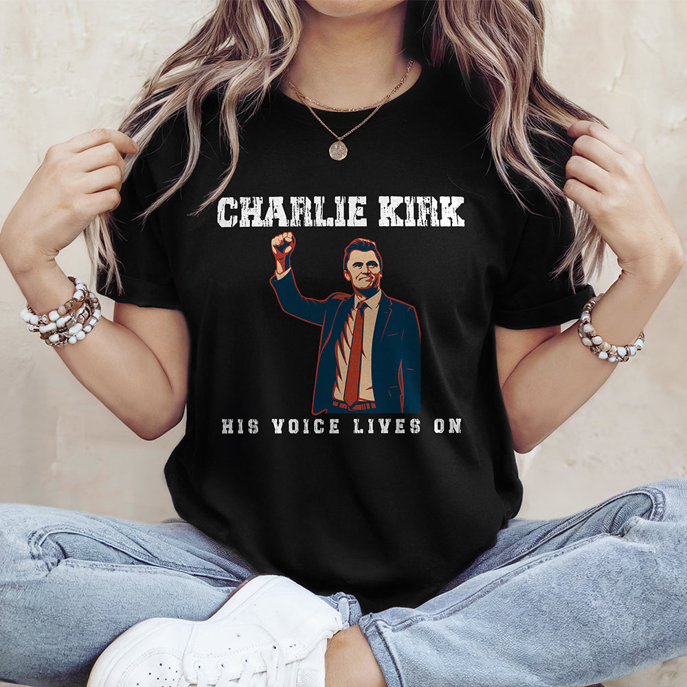 Pray For Charlie Kirk 1993 - 2025, His Voice Lives On Dark Shirt TH10 64397