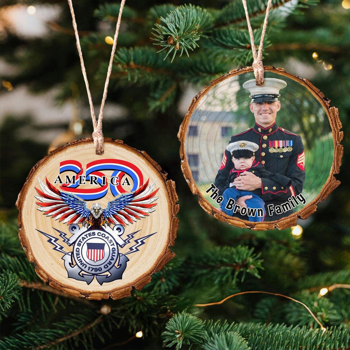 Custom Photo US Coast Guard Wood Slice Ornament N369 64603