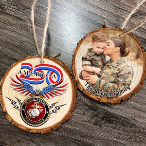 Custom Photo US Marin Corps Wood Slice Ornament N369 64607
