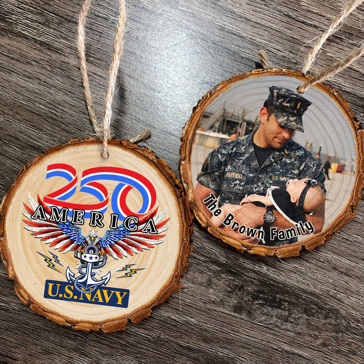 Custom Photo US Navy Wood Slice Ornament N369 64605