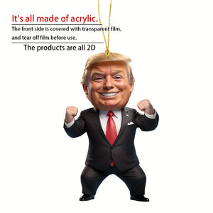 President Trump Strongman 2D Acrylic Ornament - Hanging Decor for Car & Christmas Tree HA75