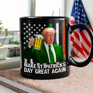 Make St Patrick's Day Great Again Funny Trump Beer Drinking Black Mug HO82 65630