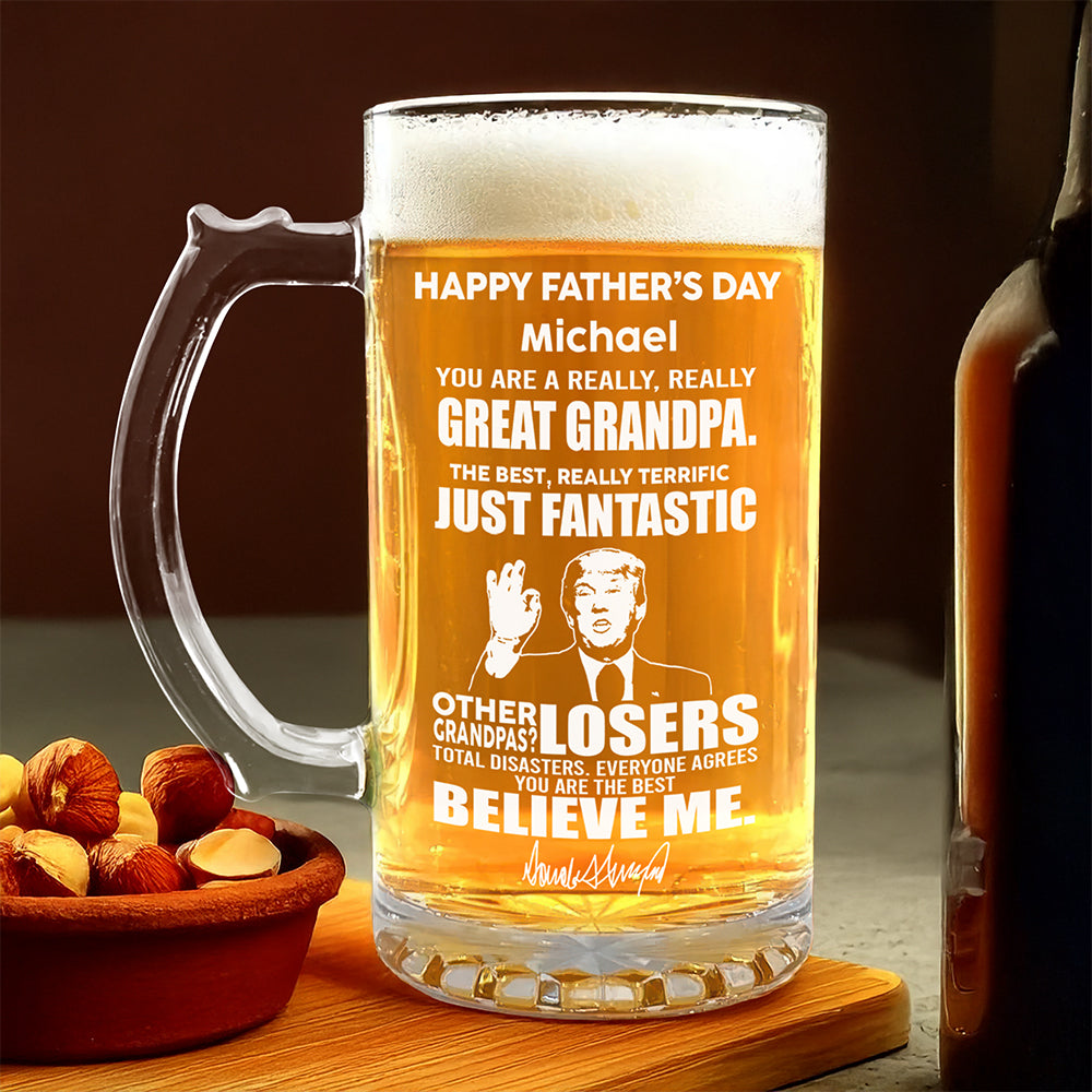 Great Grandpa Great Dad Trump Print Glass Beer Mug Father's Day Gift HA75 64390