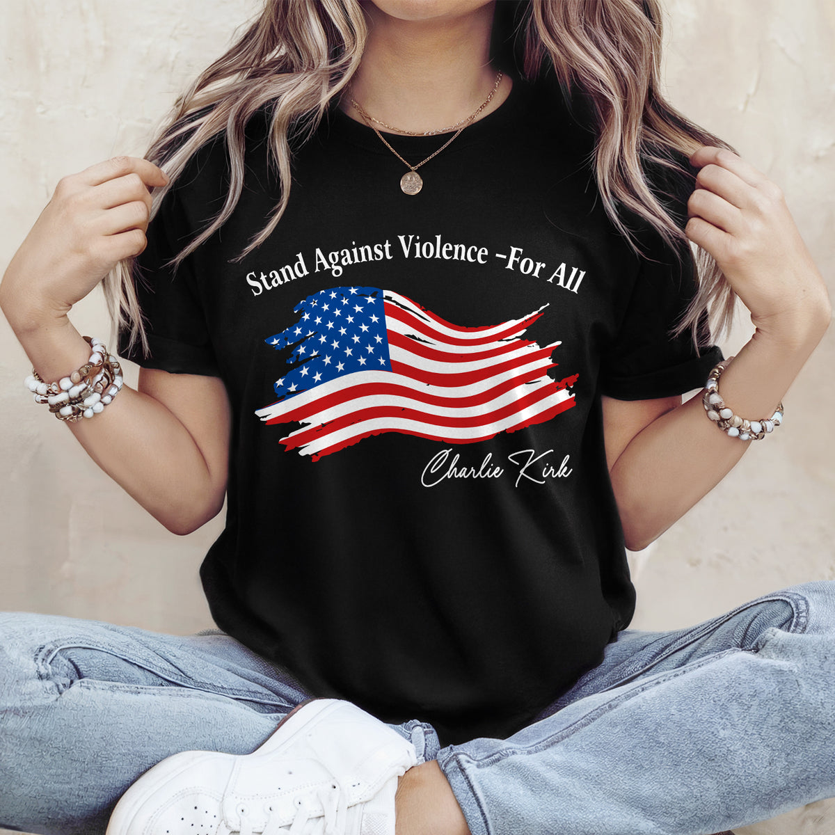 Stand Against Violence - For All Charlie Kirk Dark Shirt HA75 64546