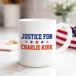 Justice For Charlie Kirk With Star White Mug HO82 65856