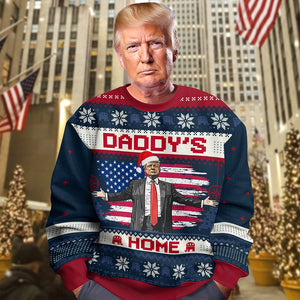 Custom The Wait Is Over Daddy’s Back US Election Trump 2024 All-Over-Print Ugly Sweater HO82 65462