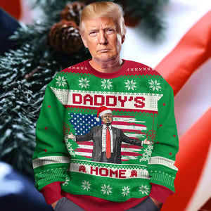 Custom The Wait Is Over Daddy’s Back US Election Trump 2024 All-Over-Print Ugly Sweater HO82 65462