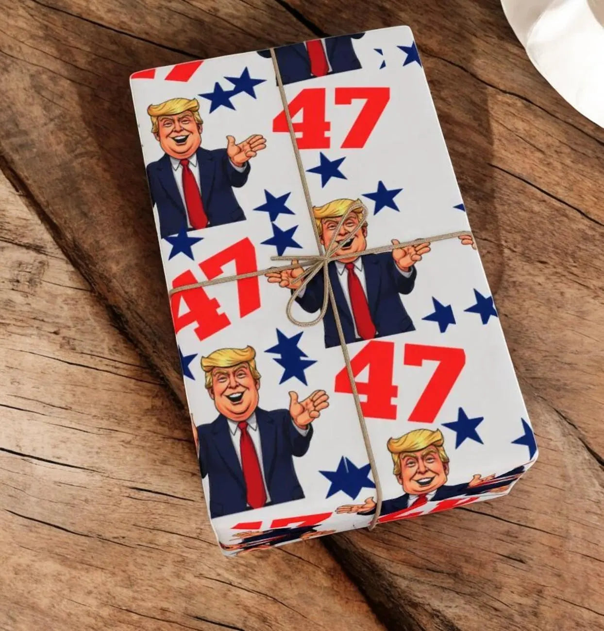 Trump 47 Political Wrapping Paper, Fun, Patriotic Gift Wrap for Trump Supporters, Maga Gift Wrap, Funny Trump Gifts