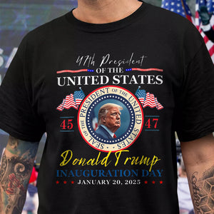 President Donald Trump Inauguration Day 2025 47th USA Flag Dark Shirt HO82 65658