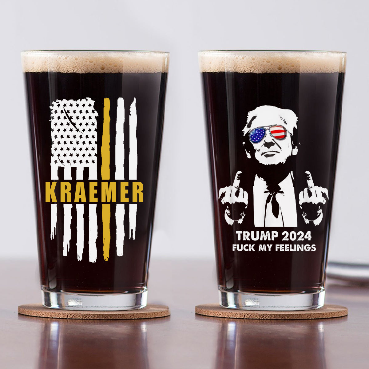 Dispatcher For President Donald Trump 2024 Middle Finger Print Beer Glass HO82 62862