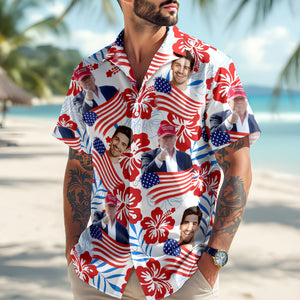 Custom Photo Trump America Flag July Independence Day Hawaii Shirt LM32 65353