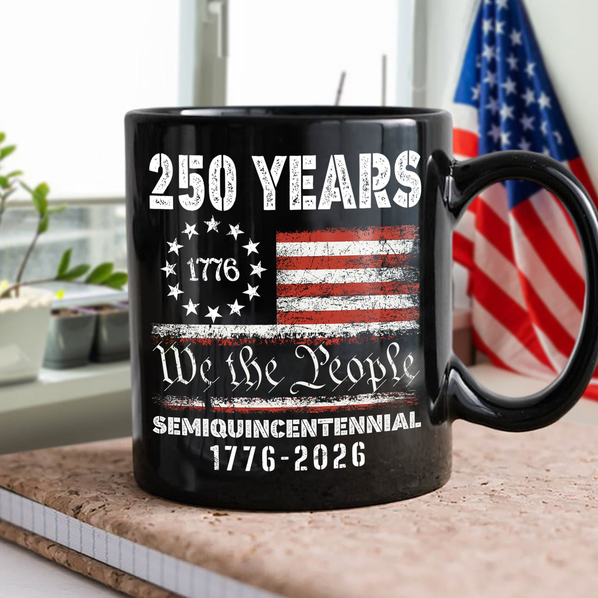Celebrate Our America 250th Anniversary United States Semiquincentennial Black Mug HA75 897406