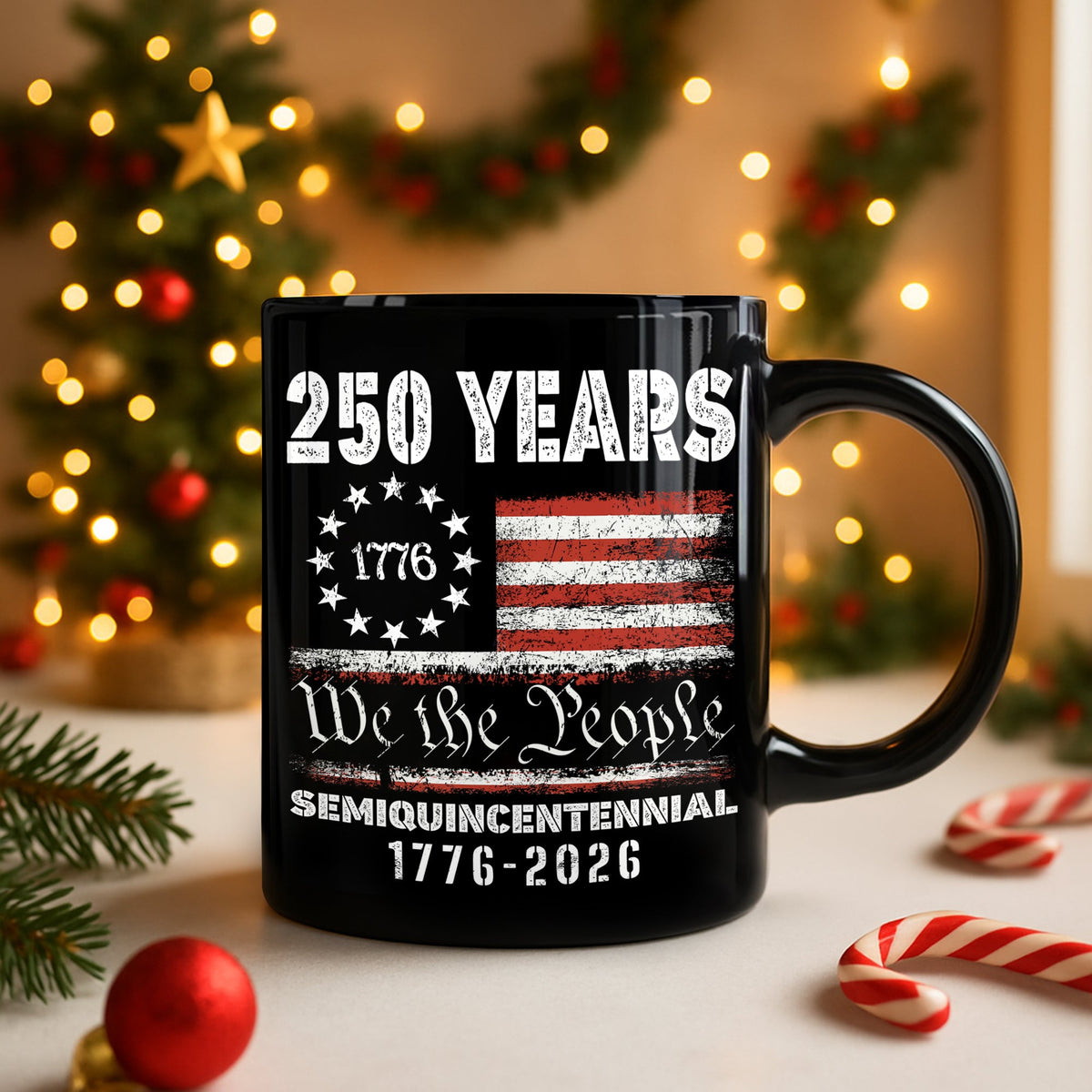Celebrate Our America 250th Anniversary United States Semiquincentennial Black Mug HA75 897406