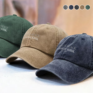 Rest In Peace Charlie Kirk 1993 - 2025 Washed Denim Baseball Cap HO82 65848