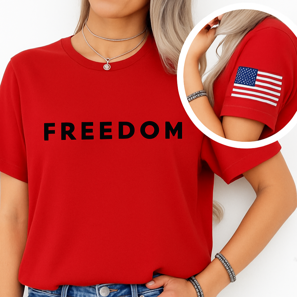 Freedom With America Sleeve Printing Shirt TH10 64499