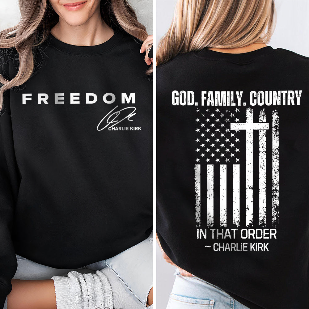 God, Family, Country Freedom Charlie Kirk Shirt TH10 64557