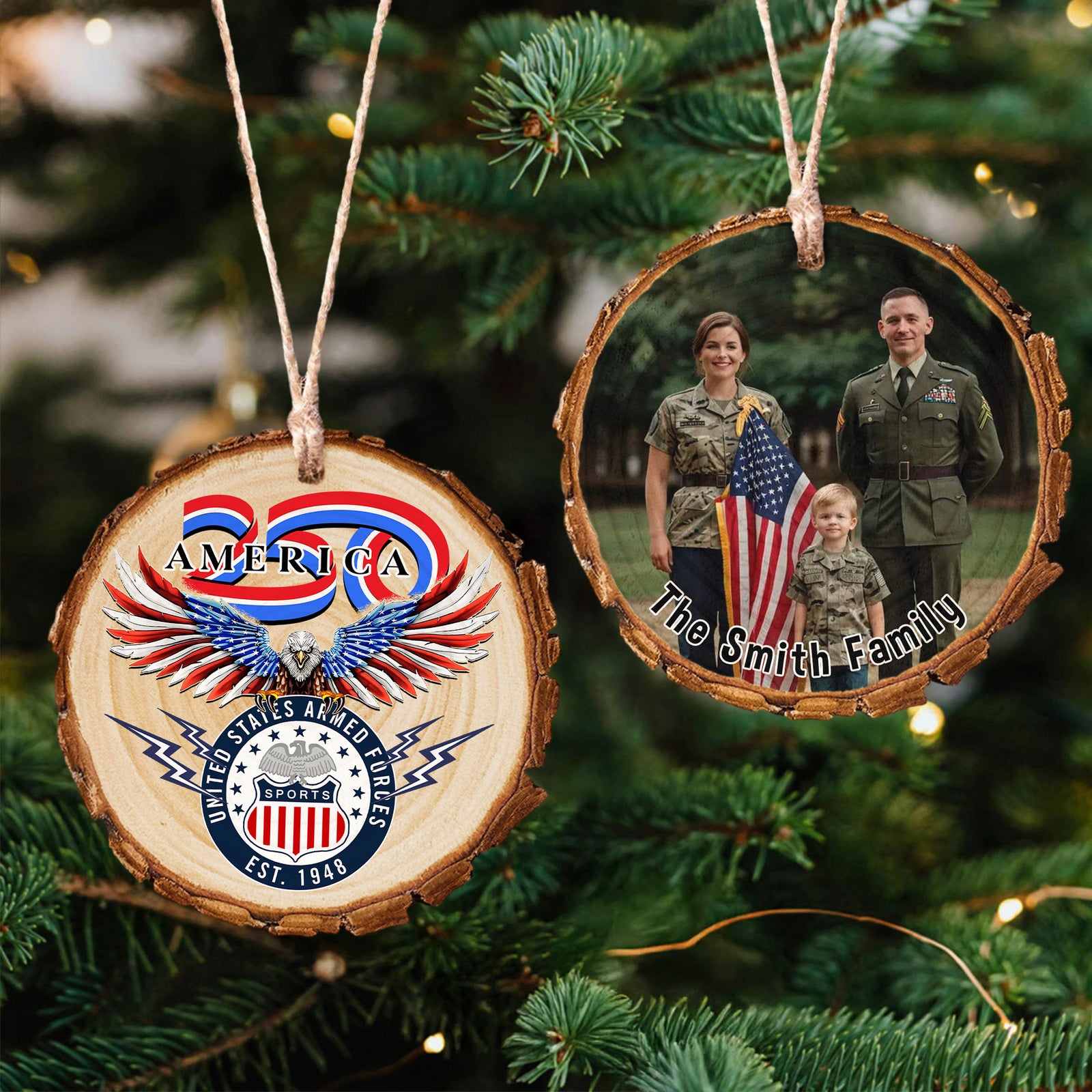 Custom Photo US Armed Force Wood Slice Ornament N369 64601