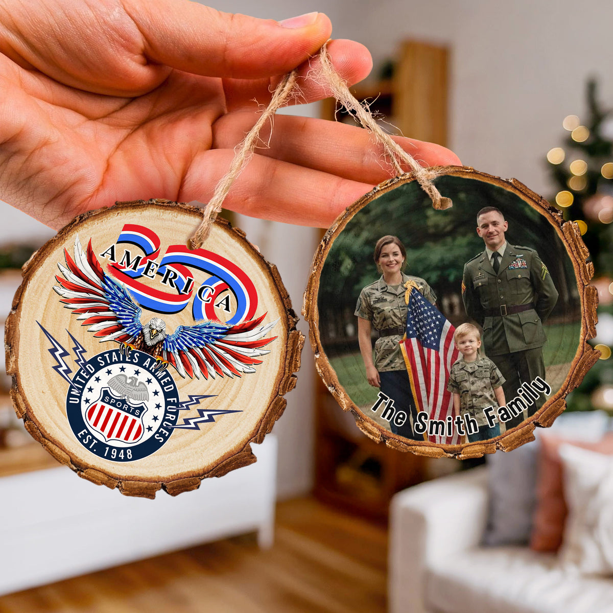 Custom Photo US Armed Force Wood Slice Ornament N369 64601