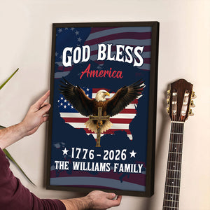 Personalized Patriotic 250th Anniversary God Bless America Eagle 1776–2026 Canvas Poster HO82 901446