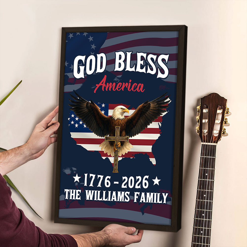 Personalized Patriotic 250th Anniversary God Bless America Eagle 1776–2026 Canvas Poster HO82 901446