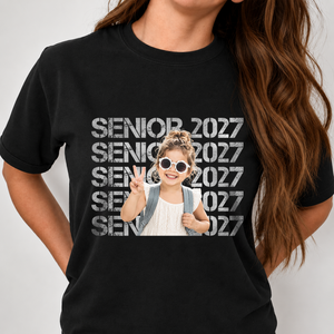 Custom Photo Senior 2027 Dark Shirt - Personalized Class of 2027 Gift, Proud Family Gift HO82 903236