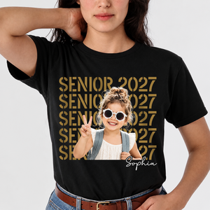 Custom Photo Senior 2027 Dark Shirt - Personalized Senior Gift, Proud Family Gift HO82 903240