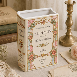 Personalized Wedding Toile De Jouy Ceramic Book Vase Bridal Shower Gift, Engagement Gift CH07 180192