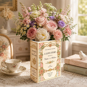 Personalized Wedding Toile De Jouy Ceramic Book Vase Bridal Shower Gift, Engagement Gift CH07 180192