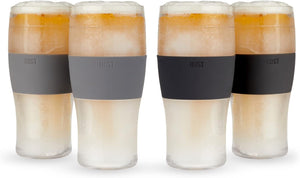 FREEZE Beer Glasses, 16Oz Frozen Beer Mugs, Freezable Pint Glasses, Fathers Day Gifts, Birthday Gifts for Men, Dad Birthday Gift, Set of 2, Gray