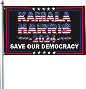 Kamala Harris 2024 save Our Democracy Outdoor Garden Flag 3X5 FT - Lightweight Single-Sided Banner for Home, Lawn, Balcony, and Party Decorations - Grommets on Side