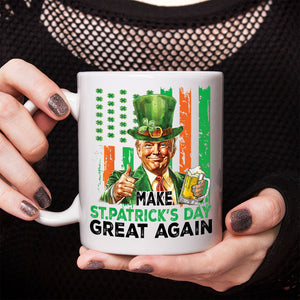 Donald Trump Beer Drinking Make St Patrick's Day Great Again White Mug LM32 65143