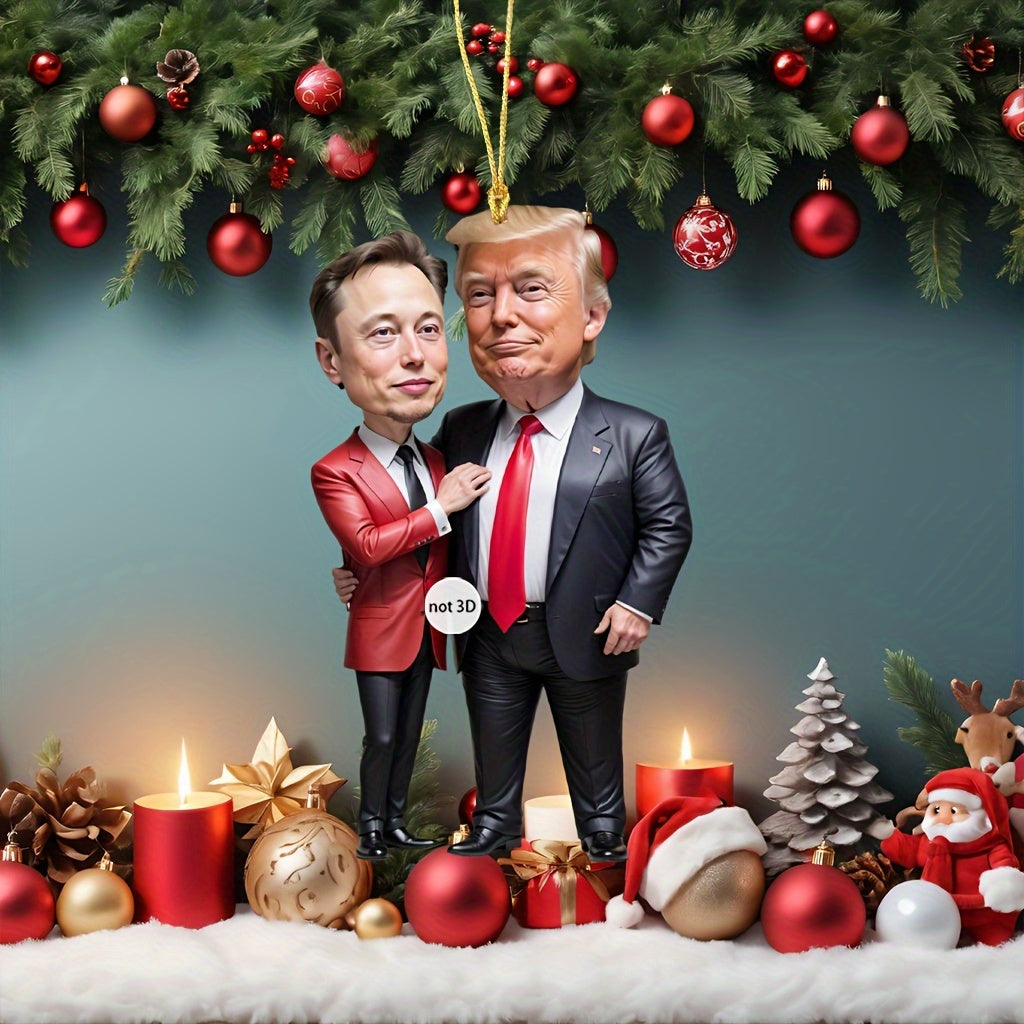 Trump & Musk Acrylic Hanging Ornaments, Collectible Decor for Christmas HA75 64026
