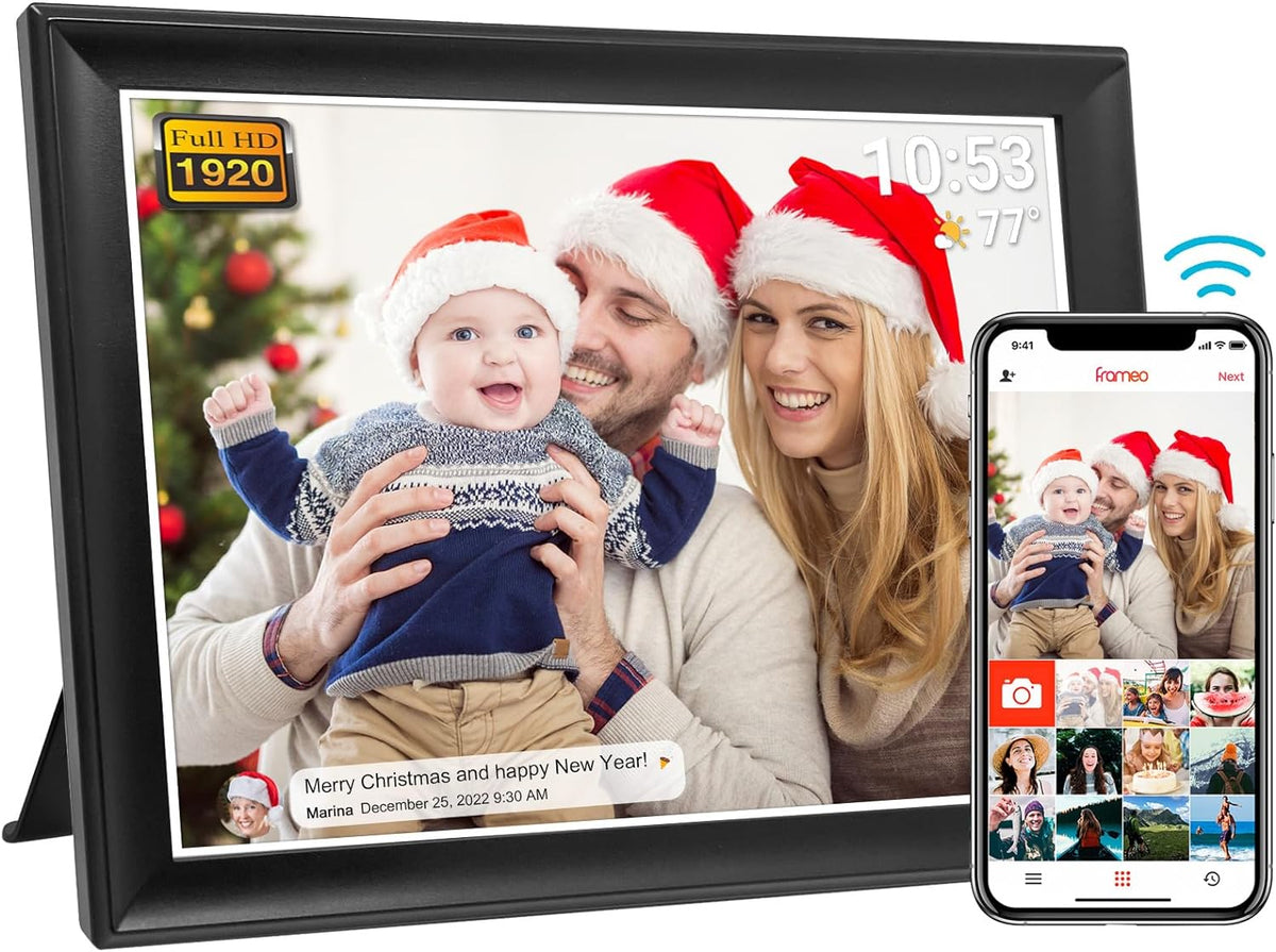 FRAMEO 10.1 Inch Smart Wifi Digital Photo Frame 1280X800 IPS LCD Touch Screen, Auto-Rotate Portrait and Landscape, Built in 32GB Memory, Share Moments Instantly via Frameo App from Anywhere