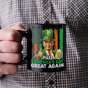 Donald Trump Beer Drinking Make St Patrick's Day Great Again Black Mug LM32 65141