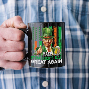 Donald Trump Beer Drinking Make St Patrick's Day Great Again Black Mug LM32 65141