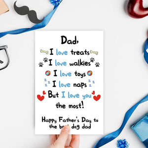 Funny Dog Dad Fathers Day Card from Son Daughter, Cute Dog Dad Gifts for Men, Happy Father’S Day Card for Him