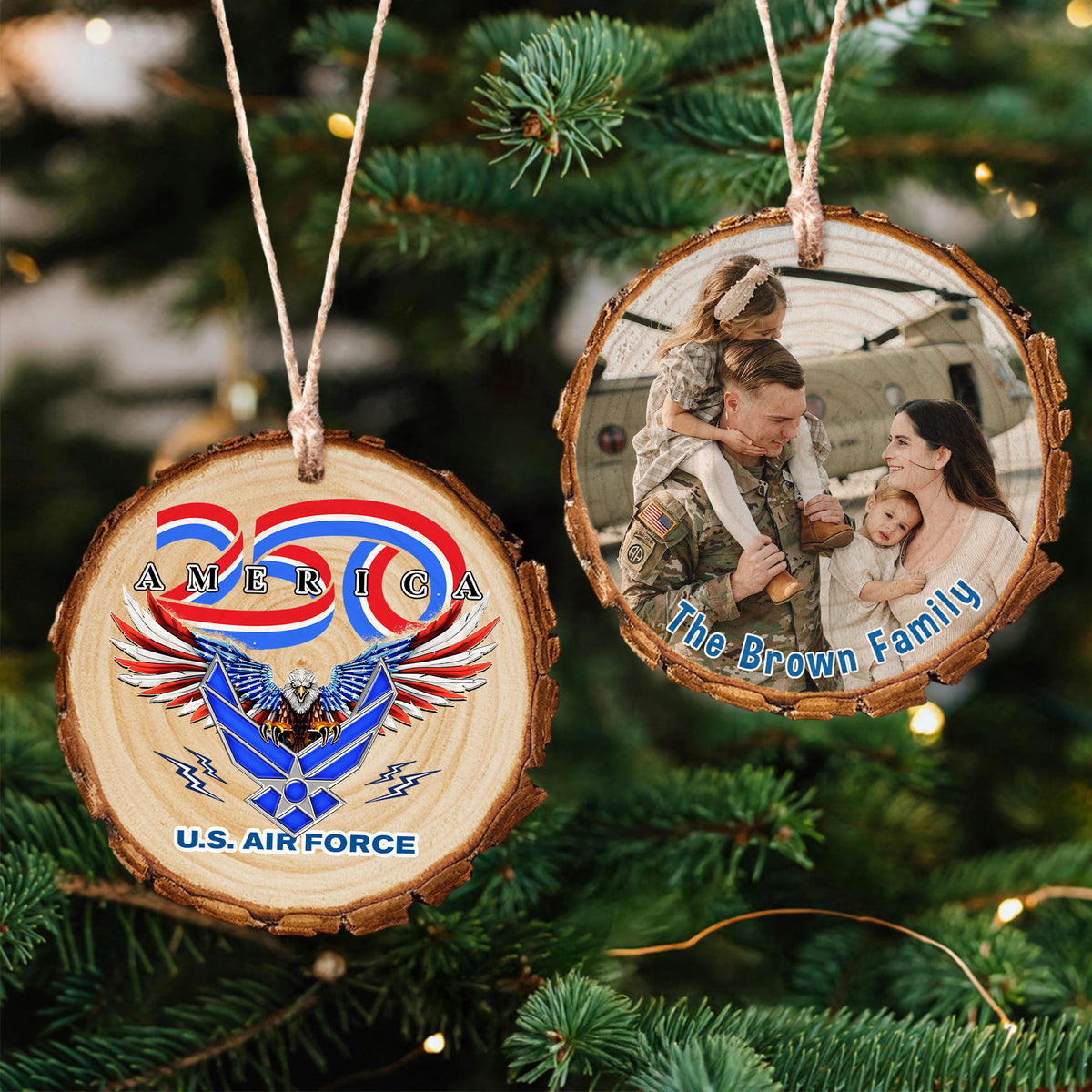 Custom Photo America 250 US Air Force Wood Slice Ornament N369 64597
