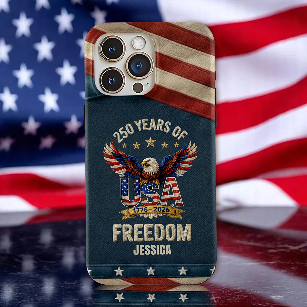 Personalized 250th Anniversary USA Patriotic Faux Pattern Phone Case HO82 901300