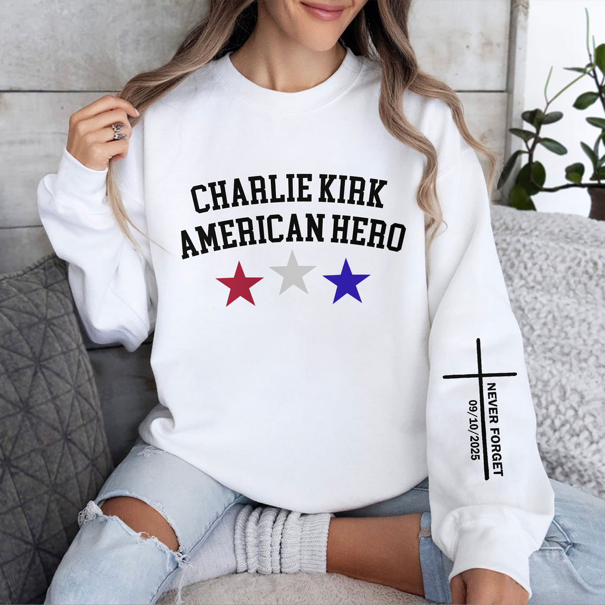 Justice For Charlie Kirk - American Hero Sleeve Sweatshirt LM32 65663