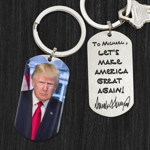 Custom Name President Donald Trump Photo Metal Keychain HA75 64146