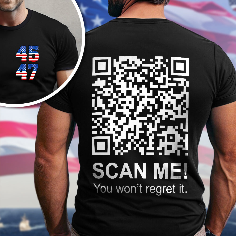 Funny QR Scan me President Trump 45 47 Dancing Front And Back Dark Shirt HA75 64186