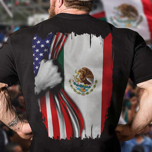 Mexican Roots With American Flag Back Shirt HA75 63326